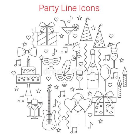 Party And Celebration Icons Set Vector Stock Vector Illustration Of