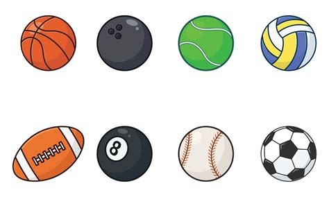 Sport Balls Cartoon Icon Vector Collection Set Of Sports Ball Flat