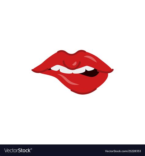 Cartoon Woman Sexy Red Lips Biting Royalty Free Vector Image