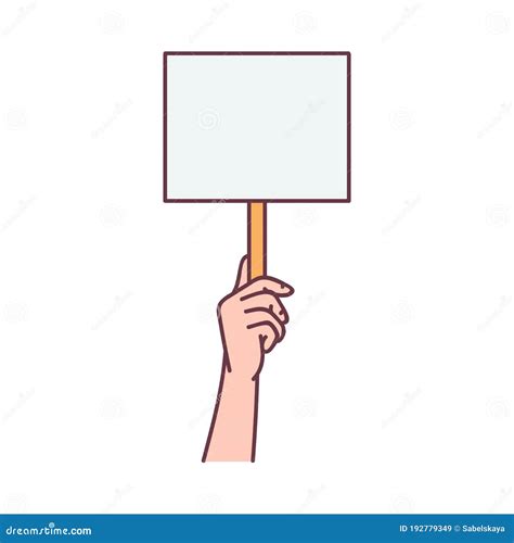 Protester Hand Holding Blank Placard Sign On Wooden Stick Stock Vector