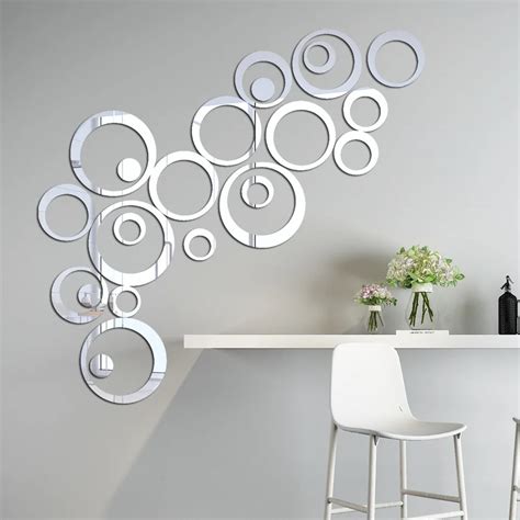 24pcs Circle New Bathroom Acrylic 3d Mirrors Irregular Mirror Living