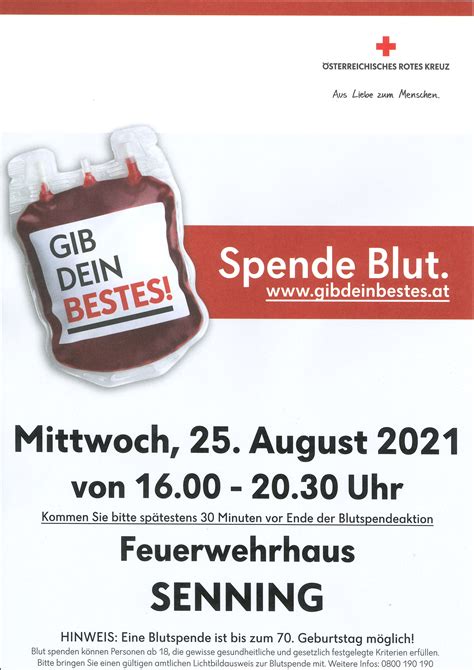 Blutspenden In Senning Pfarrheim Sierndorf