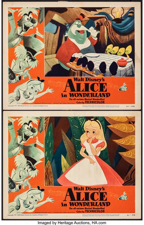 Alice In Wonderland Rko 1951 Very Fine Lobby Cards 2 11 X