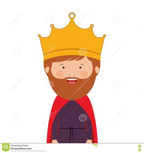 Colorful Half Body King With Crown And Beard Stock Vector