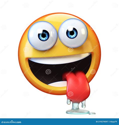drooling face emoji emoticon with watery mouth 3d rendering royalty free illustration