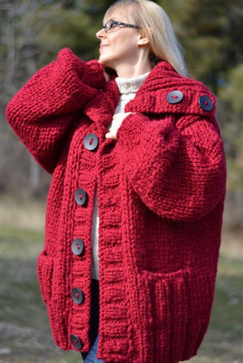 Handmade Wool Cardigan Knitted Wool Coat Long Tneck Cardigan Etsy