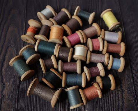 Set Of 29 Almost Empty Wooden Spools Of Thread Spools With Etsy