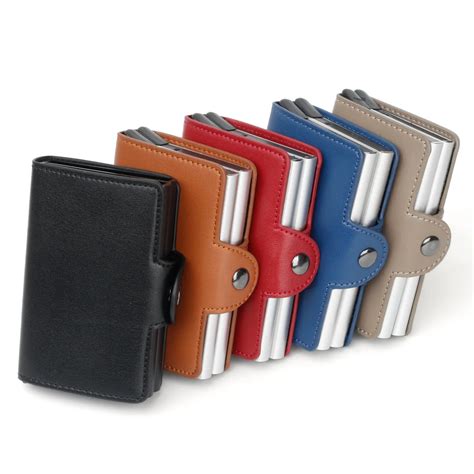 Men Or Women Rfid Credit Card Holder Pu Leather Slim Wallet Double Box