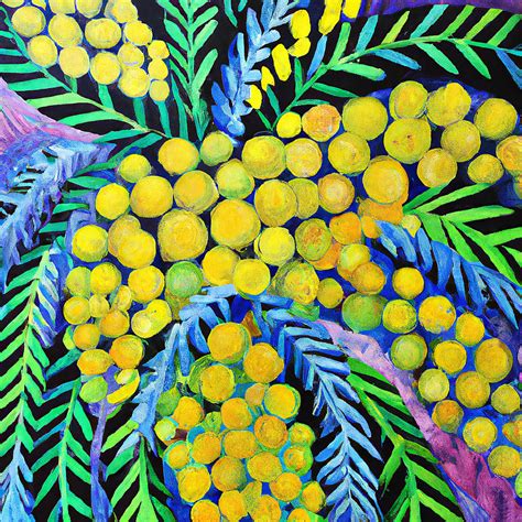 Colorful Mimosa Flower Floral Art Painting By Stellart Studio Pixels