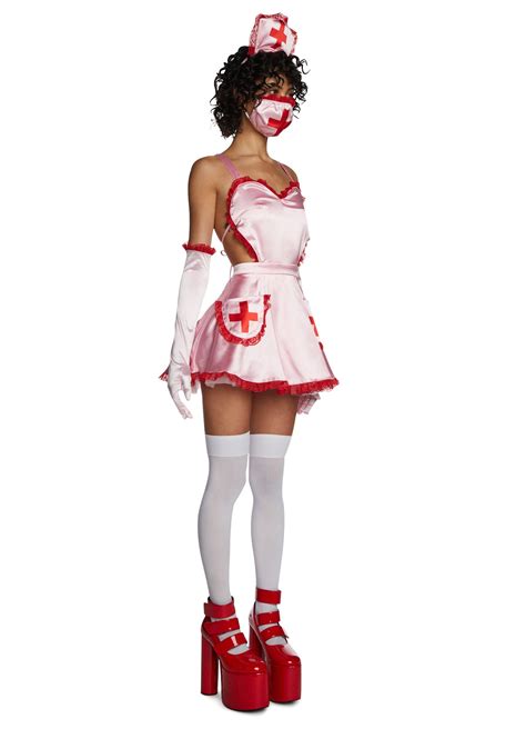 Trickz N Treatz Sexy Nurse Satin Costume Set Pink Dolls Kill