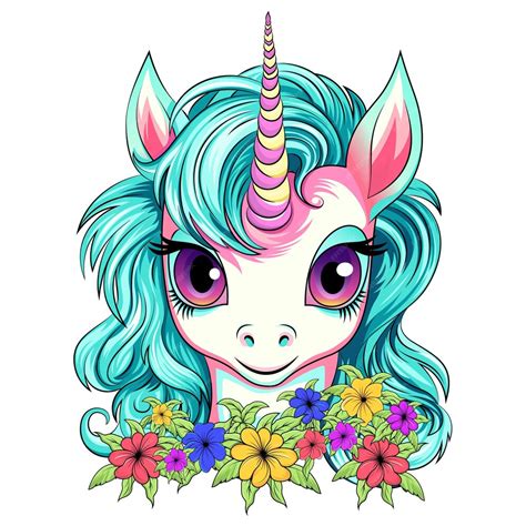 Premium Vector Unicorn With Flowers Cartoon Character Vector Illustration