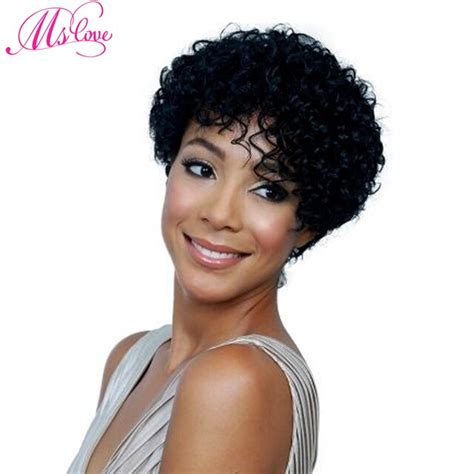 Ms Love Curly Human Hair Wigs Short Brazilian Hair Wig Non Remy Human