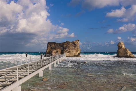 Wooden Bridge To The Stone Rocky Formation On The Cleopatra Beach On