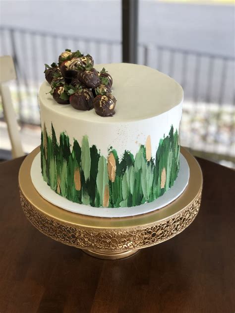 Green Paint Stroke Cake in 2021 | Jungle birthday cakes, Elegant