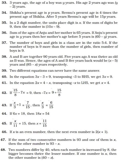 Class 8 Important Questions for Maths – Linear Equations in One