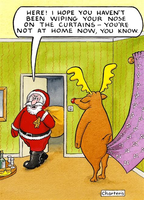 christmas card not wiping your nose on the curtains funny cartoons jokes christmas humor