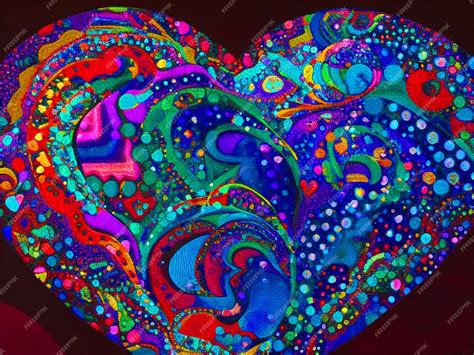 Premium Ai Image Trippy Psychedelic Heartswell Rendered Jewel Tones