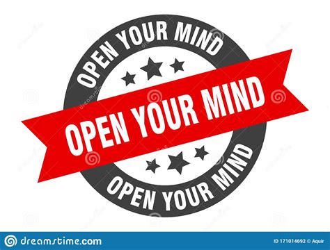 Open Your Mind Sign Open Your Mind Round Ribbon Sticker Stock Vector