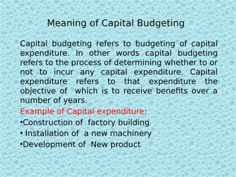Introduction To Capital Budgeting Teaching Resources