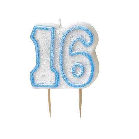 Blue Glitz Number 16 Candle 16th Birthday Cake Candles Candles Love