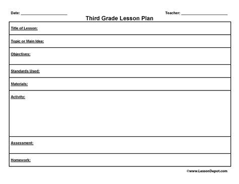 3rd Grade Lesson Plan Template