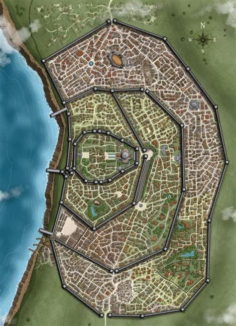 A City Map For Dandd Or Pathfinder Fantasy City Fantasy City Map
