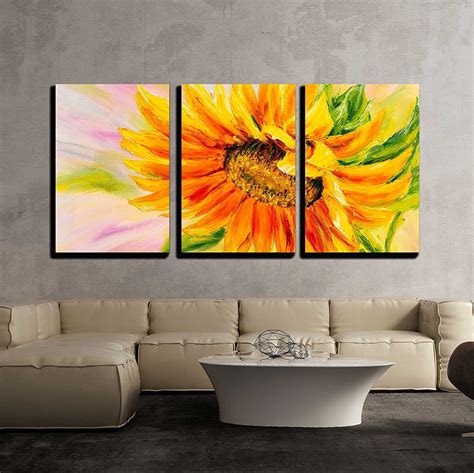 Wall26 3 Piece Canvas Wall Art Sunflower Oil Painting On Canvas