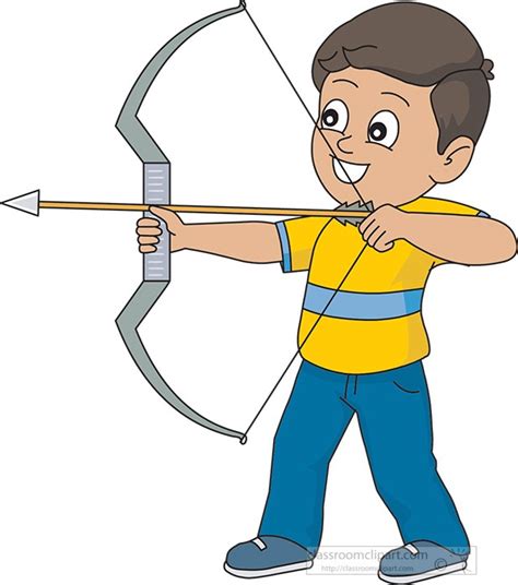 Archery Clipart Boy Practing Archery With Bow Arrow Classroom Clipart
