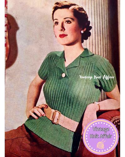 1930s Ladies Ribbed Jumper Vintage Knit Affair