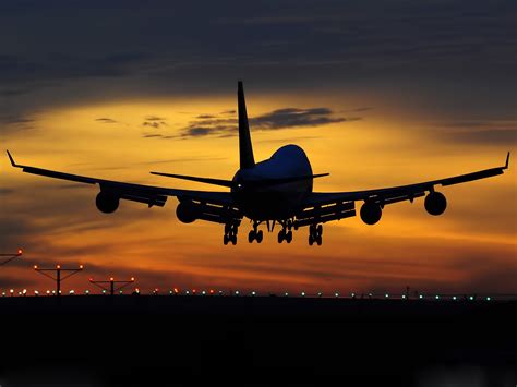 Download Wallpaper Landing Plane Evening Boeing Sunset Desktop By