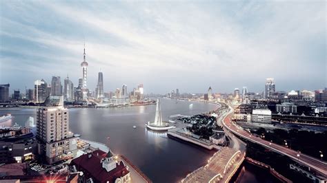 Download Wallpapers Port Shanghai China Bay City Skyscrapers For