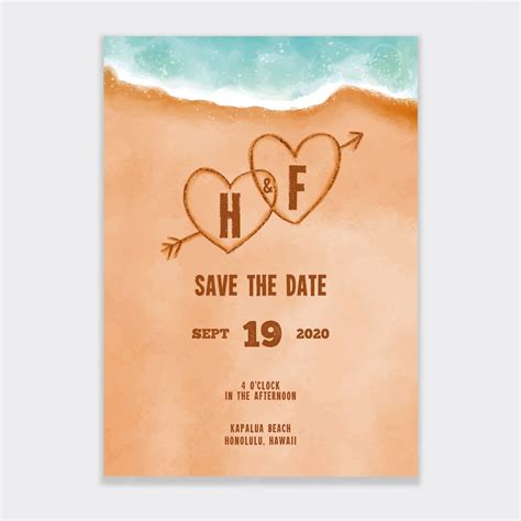 Premium Vector Watercolor Beach Wedding Invitation