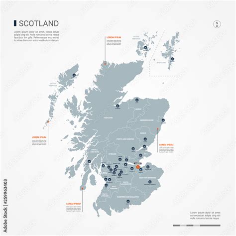 Scotland Map With Borders Cities Capital And Administrative Divisions
