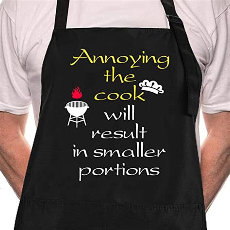 Funny Bbq Black Chef Aprons For Men Annoying The Cook Will Result In