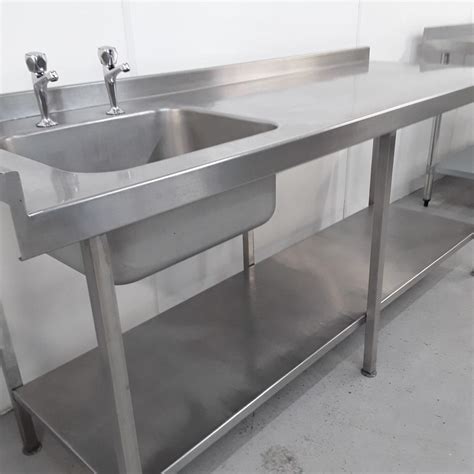 Used Stainless Single Sink Table 190cmw X 67cmd X 85cmh H2 Catering