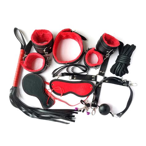 Pcs Erotic Bondage Set Bdsm Kits Toys For Couple Handcuffs Nipple Clamps Whip Spanking