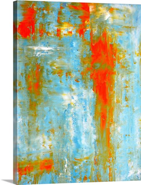 Teal And Orange Abstract Art Painting Wall Art Canvas Prints Framed