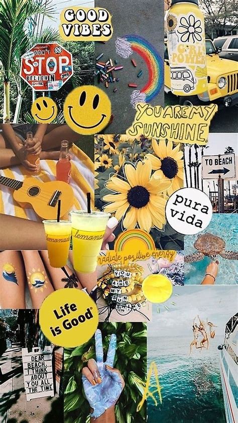 4k wallpapers of aesthetic for free download. yellow sunshine collage #LaptopsFondos | Collage iphone ...
