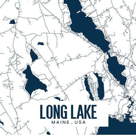 Long Lake Lake Map Long Lake Maine Print Long Lake Naples Etsy Uk