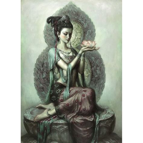 Hand Painted Kwan Yin Painting Goddess Of Compassion Decor Oil Painting