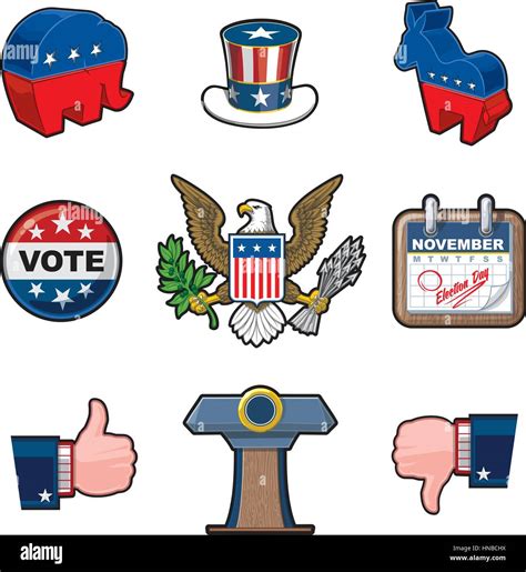 American Elections Vector Icon Set It Includes The Party Symbols