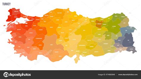 Turkije Politieke Kaart Van Administratieve Verdeeldheid Provincies