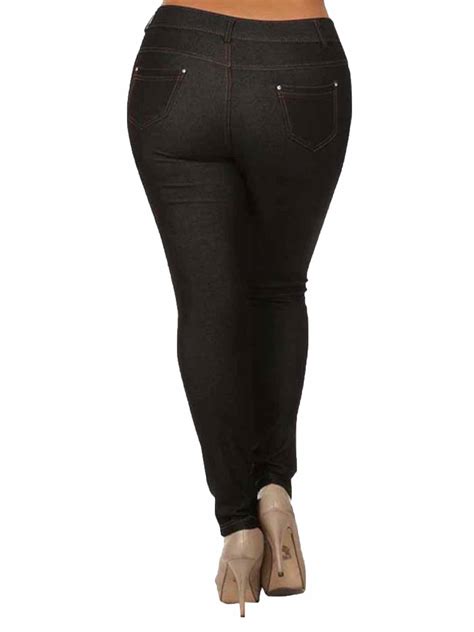 Black Stretchy Plus Size Jeggings With 5 Pockets Size X Large