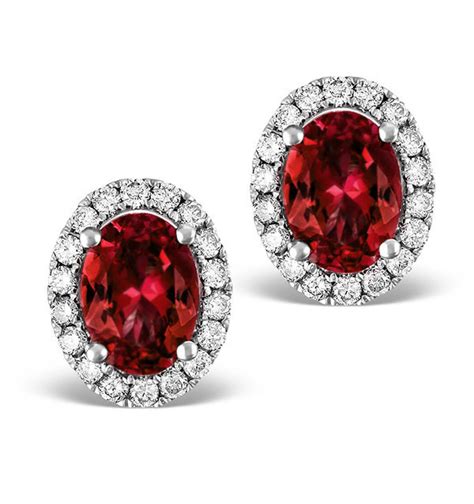 Ruby CT And Diamond K White Gold Earrings