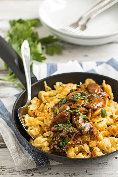 You can even get your guests to design their own tortilla pizzas with different ingredients. Jägerspätzle {German Dumplings with Mushrooms} | http ...