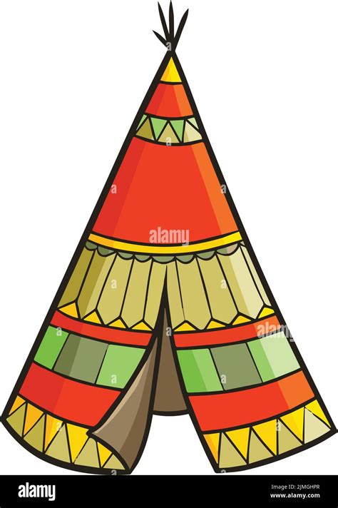 A Vector Illustration Of A Colorful Vintage Indian Tent Isolated On A