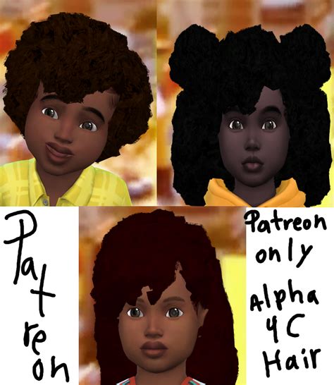 Toddler Alpha Hair Glorianasims4 On Patreon Sims 4 Afro Hair Alpha