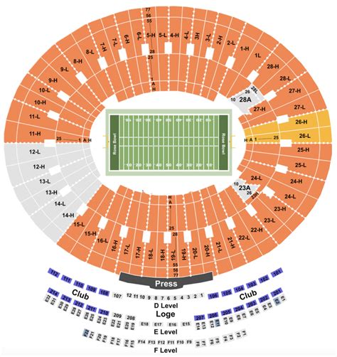 Rose Bowl Seating Chart With Seat Numbers