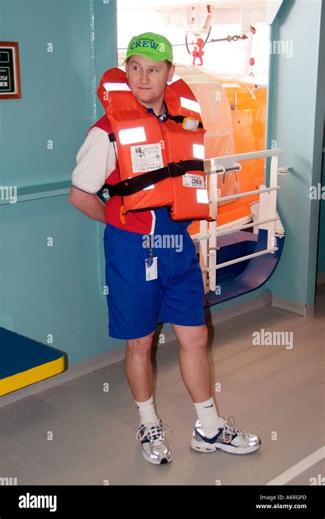 Life Jacket Vest Drill Aboard The Cruise Ship Carnival Fantasy Stock