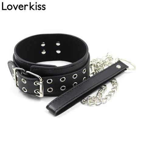 loverkiss thick faux leather bondage collar fetish bdsm sex toys for adult games beginner sex